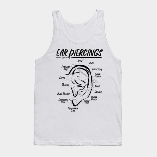 Ink Ear Piercing Chart Tank Top by Jarrodjvandenberg